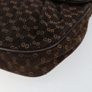 GUCCI Micro GG Canvas Chain Shoulder Bag Suede Brown Gold Auth BA6560-9