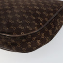 GUCCI Micro GG Canvas Chain Shoulder Bag Suede Brown Gold Auth BA6560-15