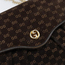 GUCCI Micro GG Canvas Chain Shoulder Bag Suede Brown Gold Auth BA6560-17