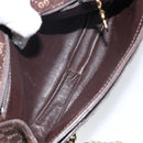 GUCCI Micro GG Canvas Chain Shoulder Bag Suede Brown Gold Auth BA6560-11