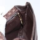 GUCCI Micro GG Canvas Chain Shoulder Bag Suede Brown Gold Auth BA6560-19