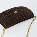 GUCCI Micro GG Canvas Chain Shoulder Bag Suede Brown Gold Auth BA6560-6