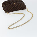 GUCCI Micro GG Canvas Chain Shoulder Bag Suede Brown Gold Auth BA6560-7