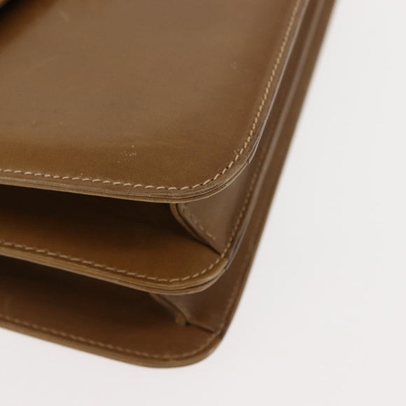 GUCCI Shoulder Bag Leather Brown Gold Auth BA6561