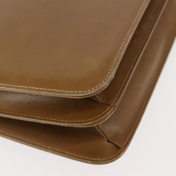 GUCCI Shoulder Bag Leather Brown Gold Auth BA6561