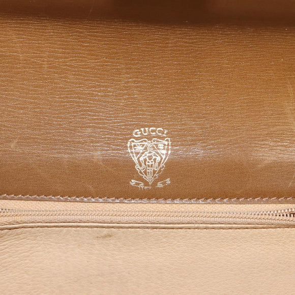 GUCCI Shoulder Bag Leather Brown Gold Auth BA6561
