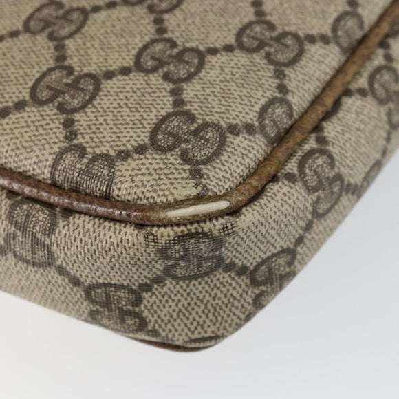 GUCCI GG Supreme Shoulder Bag PVC Beige Gold Auth BA6562