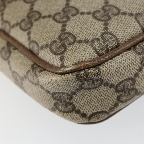 GUCCI GG Supreme Shoulder Bag PVC Beige Gold Auth BA6562