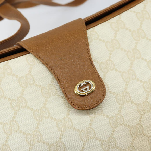 GUCCI GG Supreme Shoulder Bag PVC Beige Gold 116 02 076 Auth BA6563
