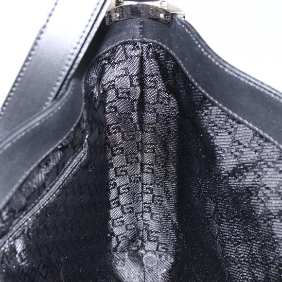 GUCCI Jackie Shoulder Bag Suede Leather Black Silver 001 4052 1669 Auth BA6564