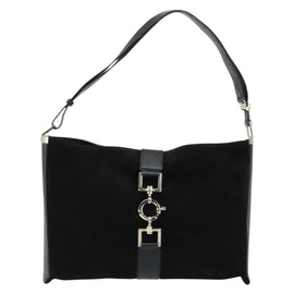 GUCCI Jackie Shoulder Bag Suede Leather Black Silver 001 4052 1669 Auth BA6564 - 0