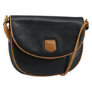 CELINE Shoulder Bag Leather Navy Gold Auth BA6575-1
