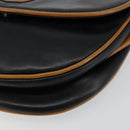 CELINE Shoulder Bag Leather Navy Gold Auth BA6575-9