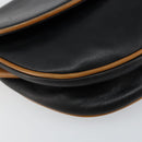 CELINE Shoulder Bag Leather Navy Gold Auth BA6575-14