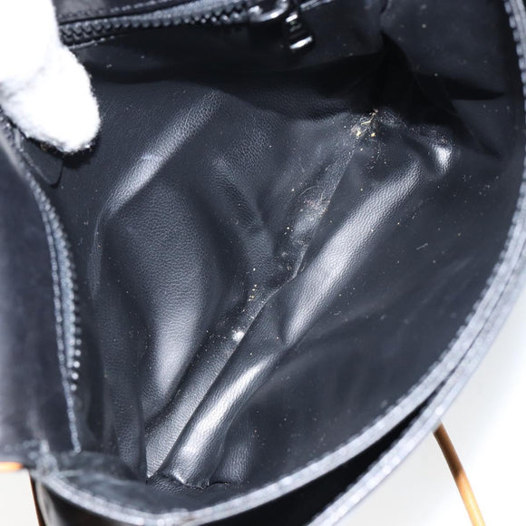 CELINE Shoulder Bag Leather Navy Gold Auth BA6575