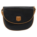CELINE Shoulder Bag Leather Navy Gold Auth BA6575-13