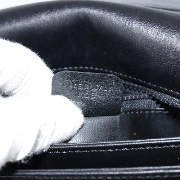 CELINE Shoulder Bag Leather Navy Gold Auth BA6575