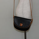 CELINE Shoulder Bag Leather Navy Gold Auth BA6575-23