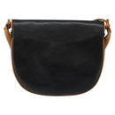 CELINE Shoulder Bag Leather Navy Gold Auth BA6575-2