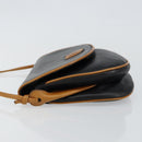 CELINE Shoulder Bag Leather Navy Gold Auth BA6575-4