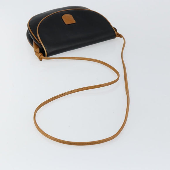 CELINE Shoulder Bag Leather Navy Gold Auth BA6575