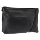 CELINE Trio Shoulder Bag Leather Black Gold Auth BA6576-1