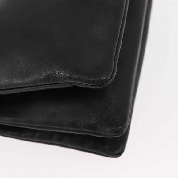 CELINE Trio Shoulder Bag Leather Black Gold Auth BA6576