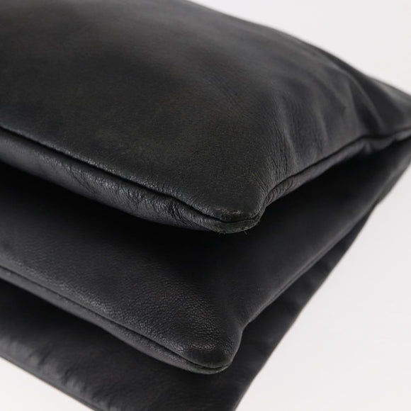 CELINE Trio Shoulder Bag Leather Black Gold Auth BA6576