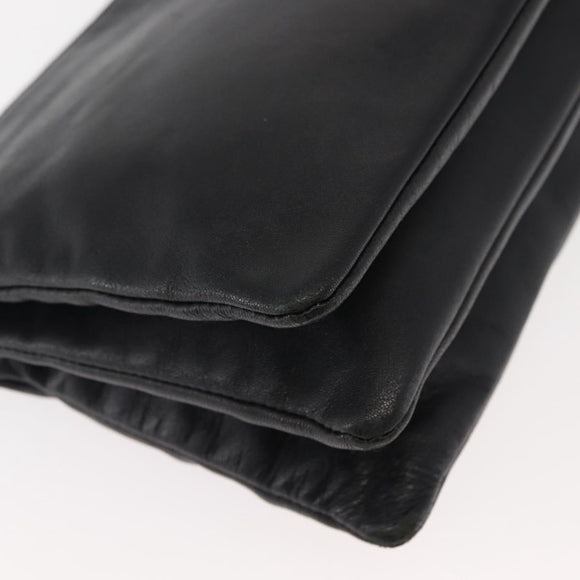 CELINE Trio Shoulder Bag Leather Black Gold Auth BA6576