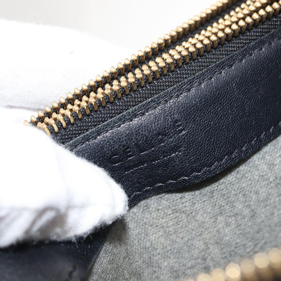 CELINE Trio Shoulder Bag Leather Black Gold Auth BA6576