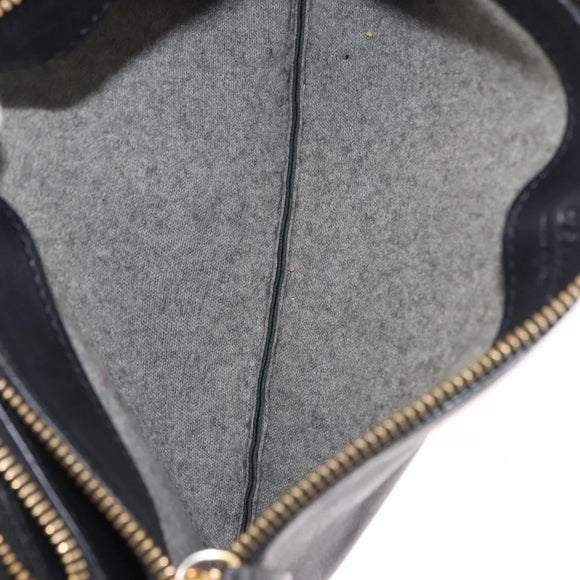 CELINE Trio Shoulder Bag Leather Black Gold Auth BA6576