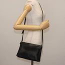 CELINE Trio Shoulder Bag Leather Black Gold Auth BA6576-24