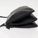 CELINE Trio Shoulder Bag Leather Black Gold Auth BA6576-4