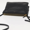 CELINE Trio Shoulder Bag Leather Black Gold Auth BA6576-6