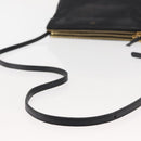 CELINE Trio Shoulder Bag Leather Black Gold Auth BA6576-7