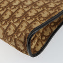 Christian Dior Trotter Canvas Shoulder Bag Brown Gold Auth BA6578-9