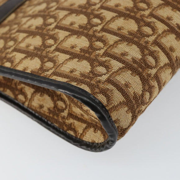 Christian Dior Trotter Canvas Shoulder Bag Brown Gold Auth BA6578