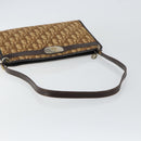 Christian Dior Trotter Canvas Shoulder Bag Brown Gold Auth BA6578-7