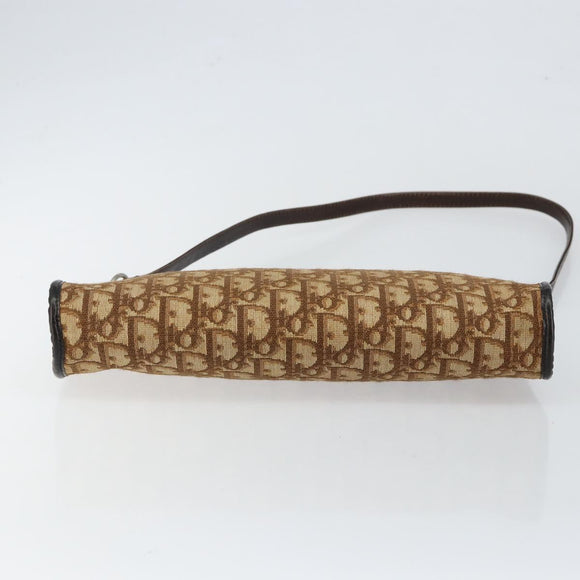 Christian Dior Trotter Canvas Shoulder Bag Brown Gold Auth BA6578