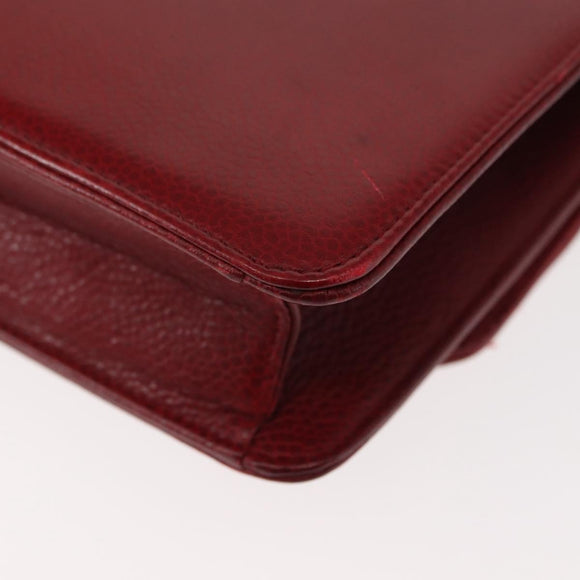 Christian Dior Shoulder Bag Leather Red Gold Auth BA6579