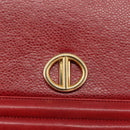 Christian Dior Shoulder Bag Leather Red Gold Auth BA6579-14