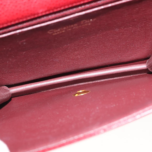 Christian Dior Shoulder Bag Leather Red Gold Auth BA6579