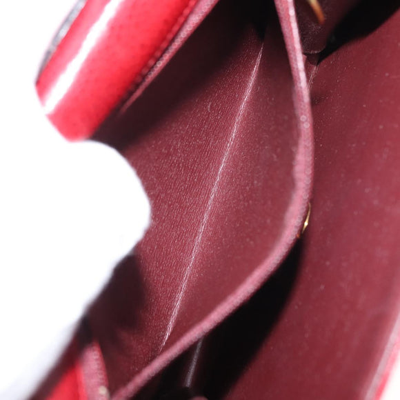 Christian Dior Shoulder Bag Leather Red Gold Auth BA6579