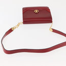 Christian Dior Shoulder Bag Leather Red Gold Auth BA6579-7
