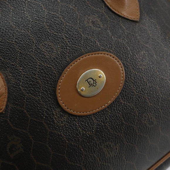 Christian Dior Honeycomb Canvas Hand Bag PVC Black Auth BA6581