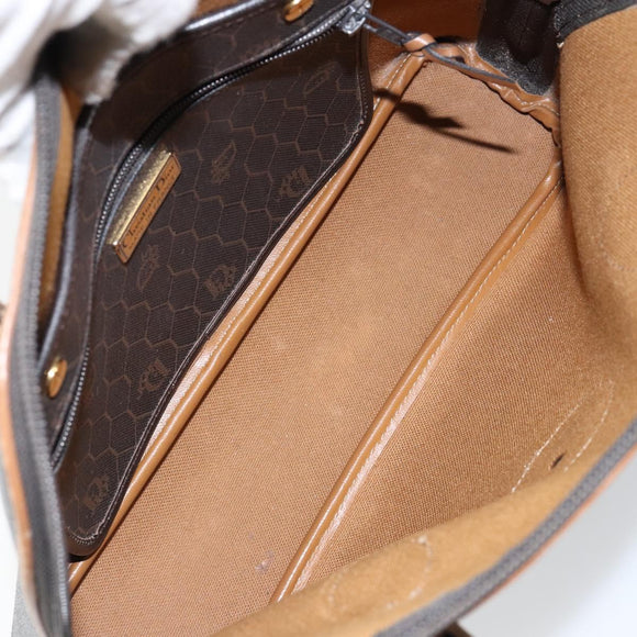 Christian Dior Honeycomb Canvas Hand Bag PVC Black Auth BA6581