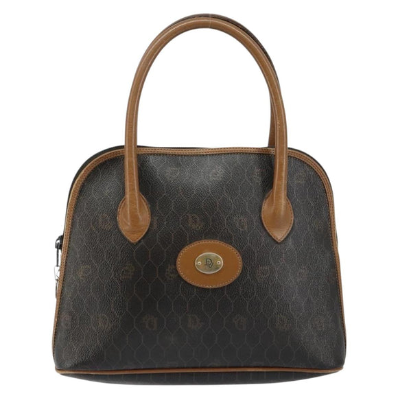 Christian Dior Honeycomb Canvas Hand Bag PVC Black Auth BA6581