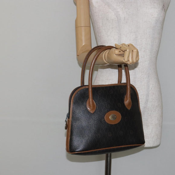 Christian Dior Honeycomb Canvas Hand Bag PVC Black Auth BA6581