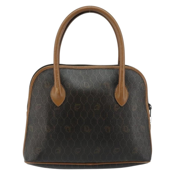 Christian Dior Honeycomb Canvas Hand Bag PVC Black Auth BA6581