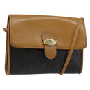 Christian Dior Honeycomb Canvas Shoulder Bag PVC Black Gold Auth BA6582-1